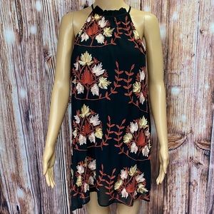 Chelsea & Violet Embroidered Halter Neck Mini Dress